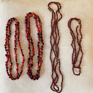 Red and Black Beaded Necklaces Set of 4